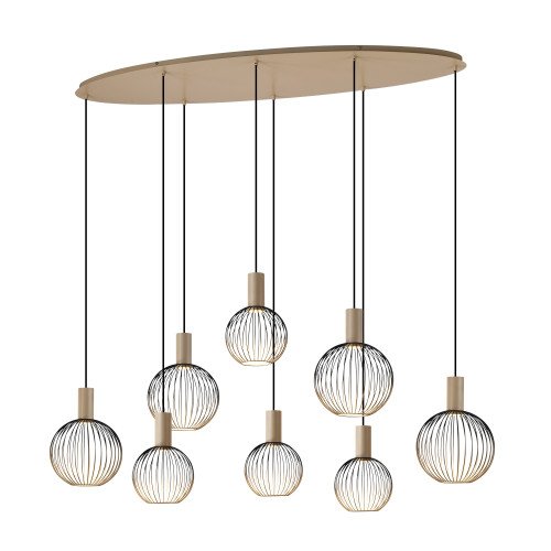 Binnenverlichting 8-lichts Ascha hanglamp zwart biege