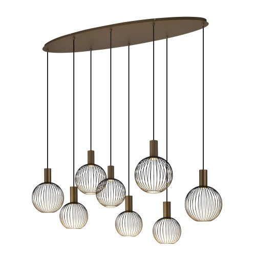 Binnenverlichting 8-lichts Ascha hanglamp zwart goud