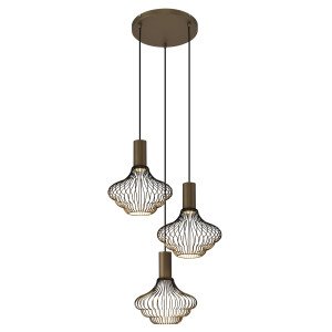 Binnenverlichting 3-lichts Asli zwart goud