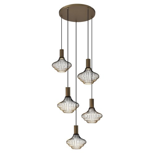 Binnenverlichting 5-lichts Asli zwart goud
