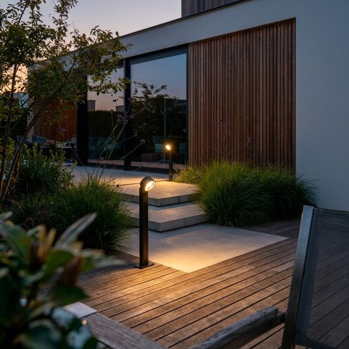 Buitenlamp Scope tuinlamp rustiek bruin aluminium bolle lens