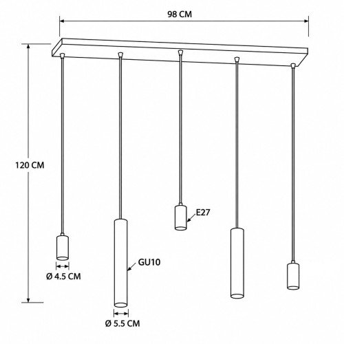 Binnenverlichting Nura 5 lichts hanglamp zand modern