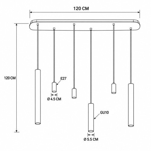 Binnenverlichting Lumi 6-lichts hanglamp zand modern