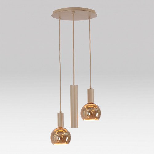 Binnenverlichting Zari 3 lichts hanglamp zand modern