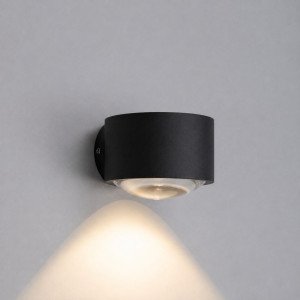 Zwarte convex glazen venster modern wandlamp downlighter