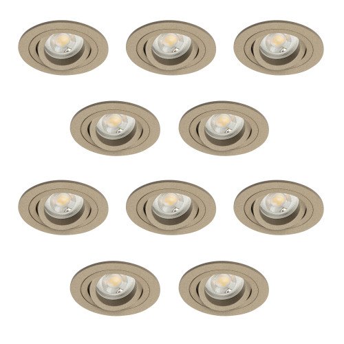 Set van 10 richtbare inbouwspots Lune Rond Champagne