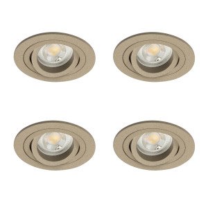 Set van 4 richtbare inbouwspots Lune Rond Champagne