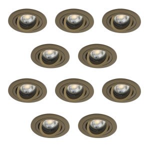 Set van 10 richtbare inbouwspots Lune Rond Brons