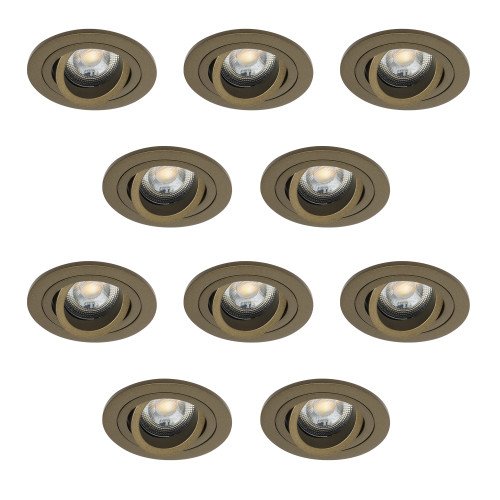 Set van 10 richtbare inbouwspots Lune Rond Brons