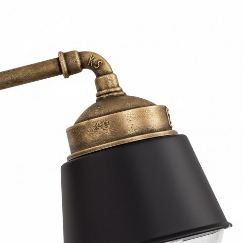 Industriële wandlamp Kostas 90 brons/zwart