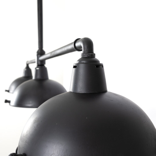 Industriële hanglamp Billiards 3 antique black | Nostalux.be