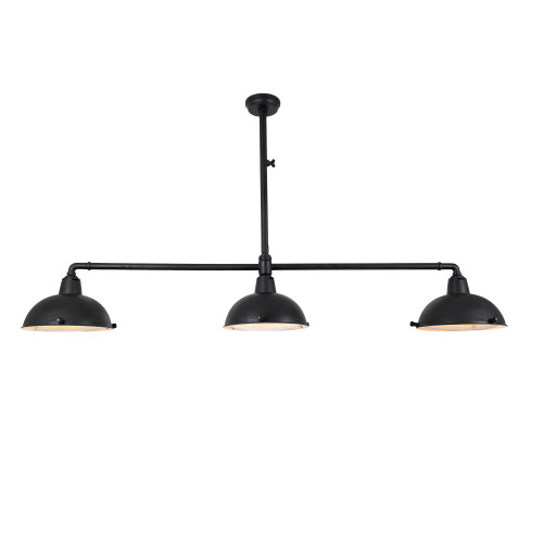Industriële hanglamp Billiards 3 antique black | Nostalux.be