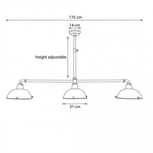 Industriële hanglamp Billiards 3 antique black | Nostalux.be