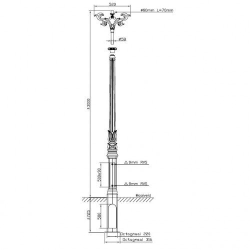 Lantaarn Purmerend XL - Buitenlamp vierkant roodkoper (5911-1449)