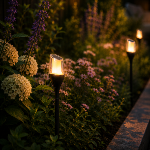 4x Torch Solar Tuinlamp Zwart