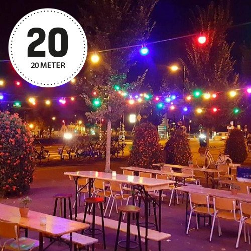 Feestverlichting LED Patio 20 kleur - 20 meter / 24 fittingen