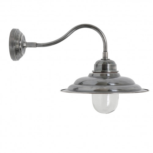 Prachtige vintage messing stallamp in de kleur zilver met E27 fitting en mooi robuust uiterlijk