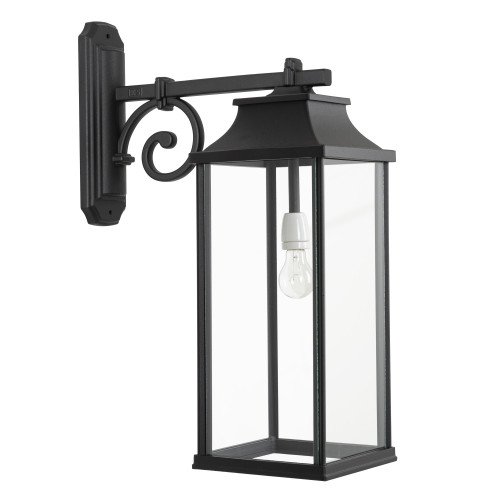 strakke hangende exclusieve buitenlamp inclusief glas en grote E27 fitting in de kleur zwart