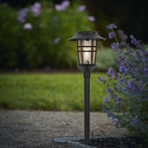 Fakkel zwart op zonne energie, sfeerverlichting voor buiten, LED solar Wandlamp Zwart Del Sol, Nostalux solar buitenlamp