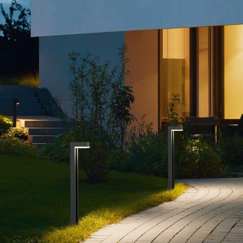 Rechthoekige moderne solar tuinlamp in de kleur antraciet