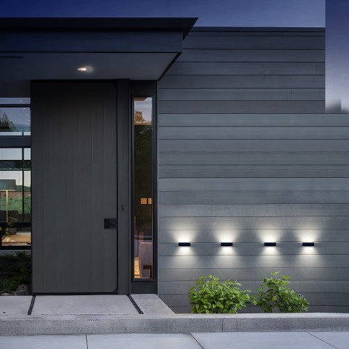 Zwarte moderne up&down muurlamp solar verlichting