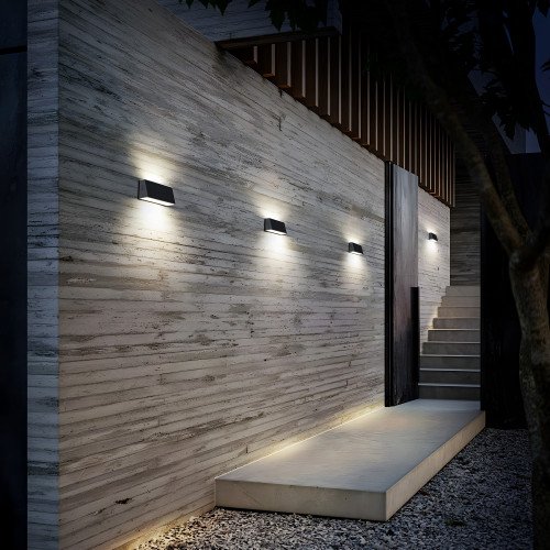 Zwarte moderne up&down muurlamp solar verlichting