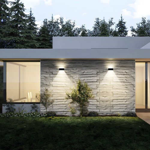 Zwarte moderne up&down muurlamp solar verlichting