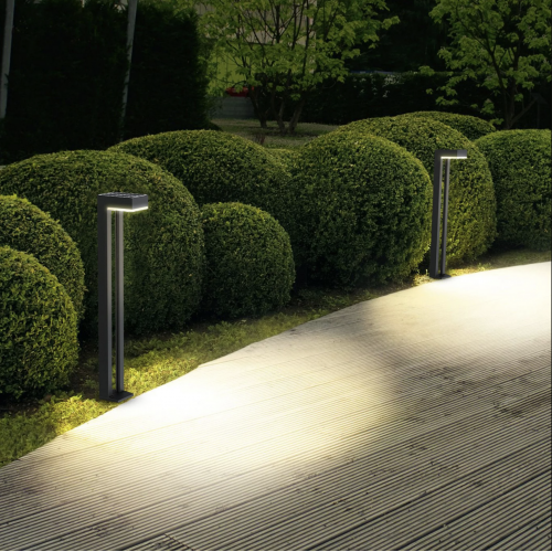 Rechthoekige moderne solar tuinlamp in de kleur antraciet