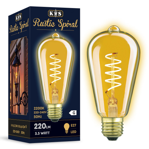 6-pack ledlamp Rustic Spiral - 4 Watt - 220 Lumen