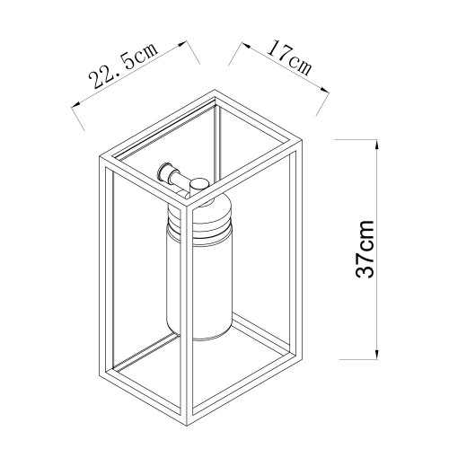 Buitenlamp Hudson zwart, moderne RVS wandverlichting voor buiten, buitenverlichting, sfeervol en functioneel, zwart frame helder stolpglas vlakke achterzijde, E27 fitting