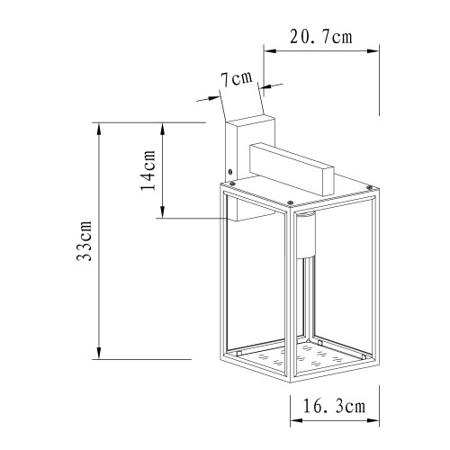 Buitenlamp zwart frame heldere beglazing, moderne wandlamp voor buiten, Soho met e27 