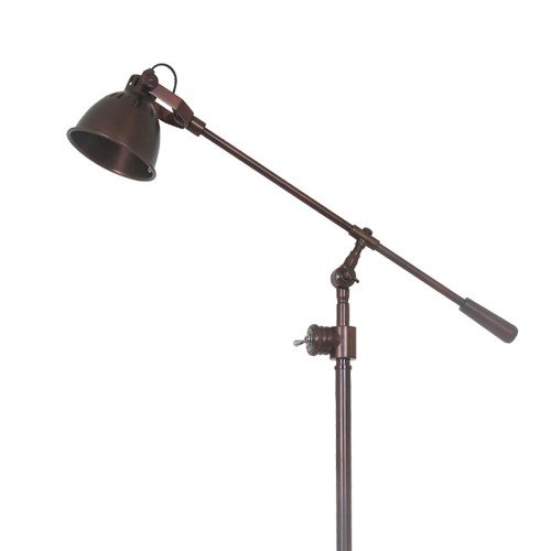 Industriële vloerlamp Archer antiek donker koper