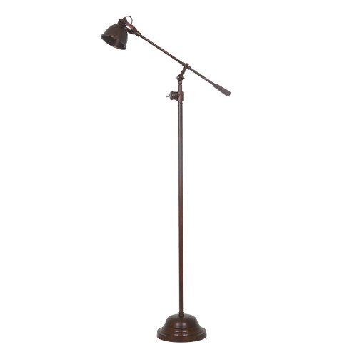 Industriële vloerlamp Archer antiek donker koper