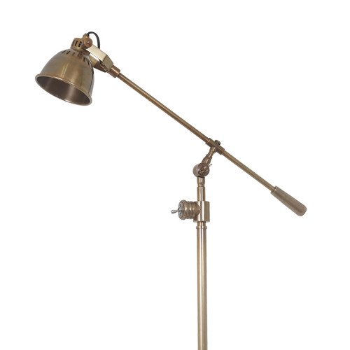 Industriële vloerlamp Archer antiek messing