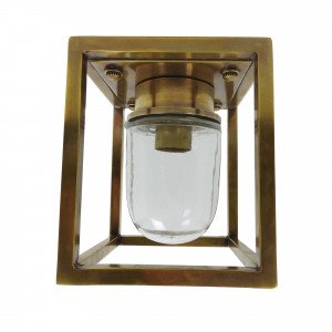 Messing Buitenlamp Ferryhill met vierkante vorm in messing kleur handgemaakte design lamp