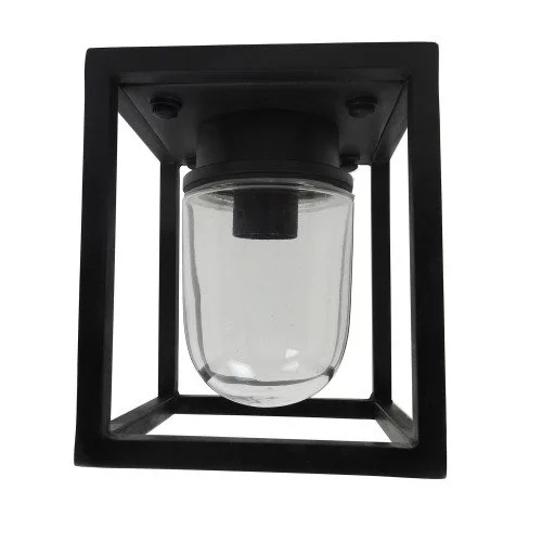 Buitenwandlamp Palanga, wandlamp van metaal in zwart en 4 glazen (amberkleurig/helder, 22 cm), 2 vlammen, buitenlamp in industriële stijl met lichteffect op de muur, 2 x E27,IP44,zonder gloeilampen