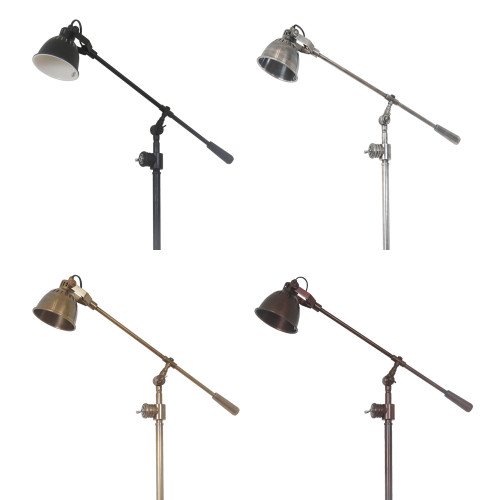 Industriële vloerlamp Archer antiek donker koper