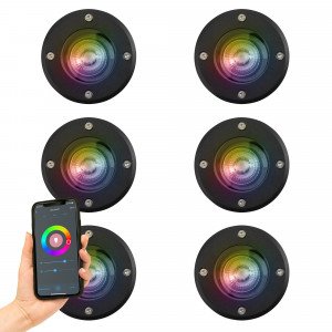Set zwarte Grondspots LED Rond met smart WIFI LED’s Set zwarte Grondspots LED Rond met smart WIFI LED’s