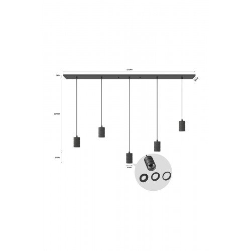 Lampen pendel van Calex in rechthoekige vorm inclusief drie E27 fittingen in de stijl industrieel en in de kleur zwart