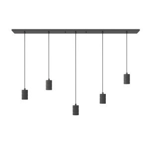 Lampen pendel van Calex in rechthoekige vorm inclusief drie E27 fittingen in de stijl industrieel en in de kleur zwart