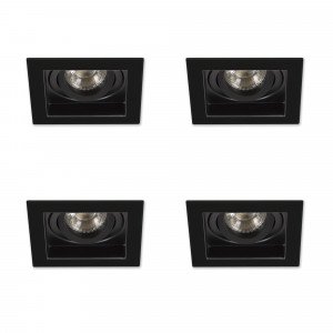 Inbouwspot set van 4 stuks met modern design vierkant frame en rond binnenwerk