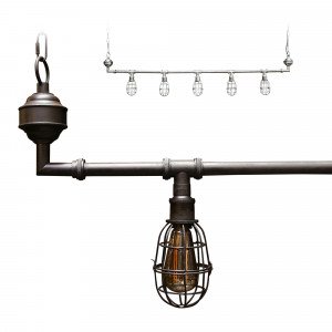 Industriële hanglamp Sandford antique black 5-lights | Nostalux.nl