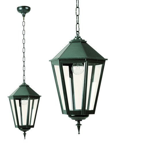 Verandalamp - K7B aan ketting (5115) - KS Verlichting - Lampen aan Ketting - Zeskant - groen of zwart