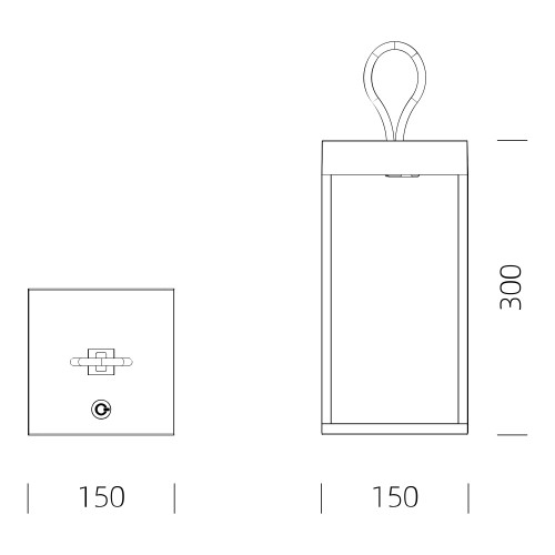 Windlicht Carlo Touch antraciet oplaadbaar met USB