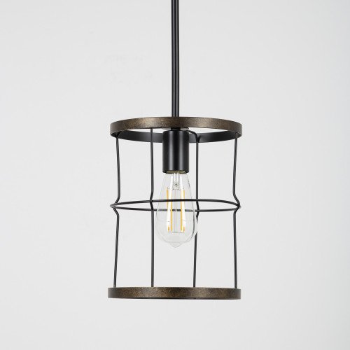 industriële kettinglamp benson in de kleur goud zwart met grote fitting