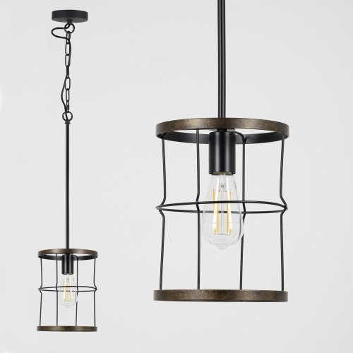 industriële kettinglamp benson in de kleur goud zwart met grote fitting
