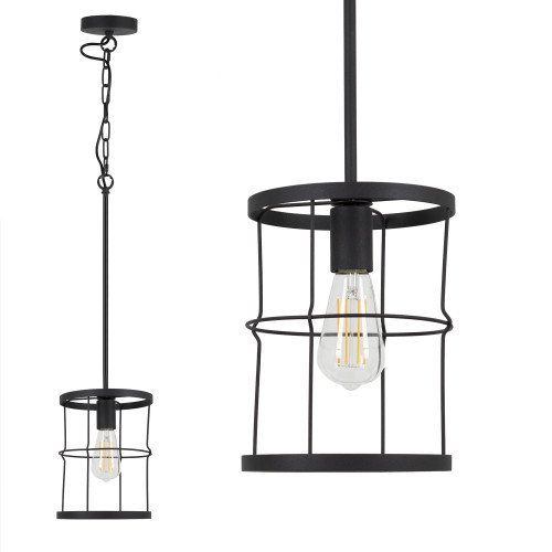 industriële kettinglamp benson in de kleur metaal zwart met grote fitting