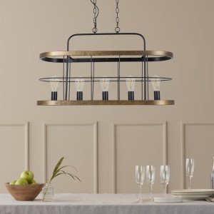 Benson 5 hanglamp goud zwart metalen armatuur 5×E27