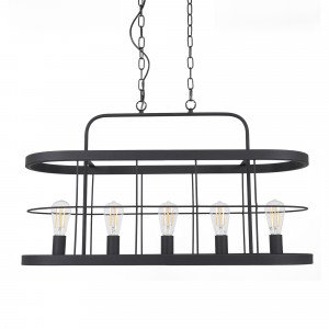 Benson 5 hanglamp zwart metaal 5×E27 industriële metalen lamp