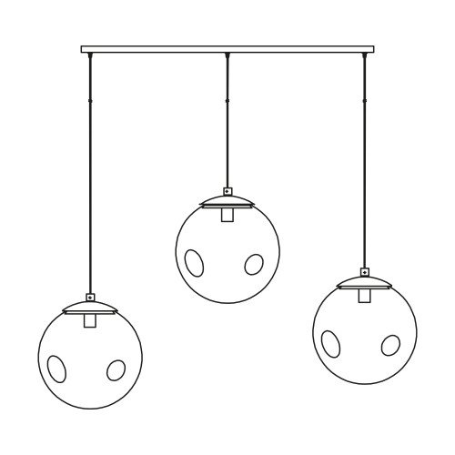 hanglamp met glazen bollen 3 stuks en grote fitting e27